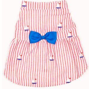 Size Small Nautical Red Stripe Seersucker Sailboat Dog Dress by Worthy Dog